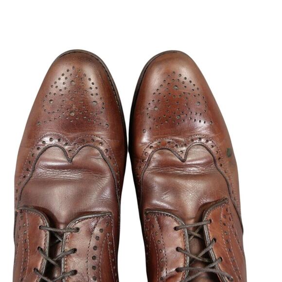 Allen Edmonds Shoes Mens 9 Oxford Cap Toe Brogue Wingtip Classic Hinsdale Brown main image 15